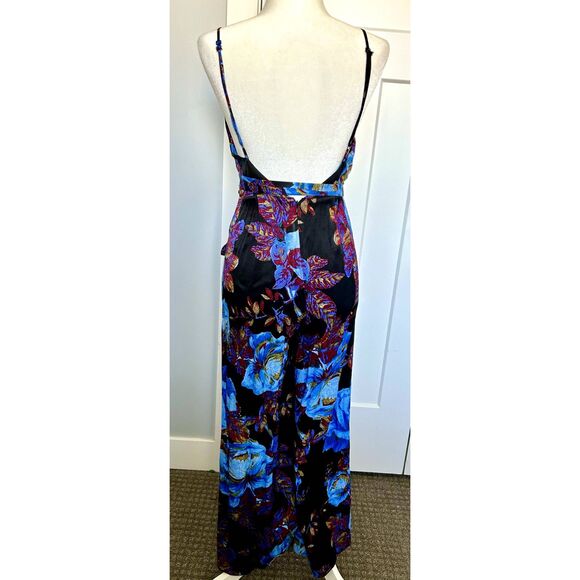 FREE PEOPLE Floral Sleeveless Strappy Wrap Jumpsuit Women's Size 2 Rayon Viscose - Picture 2 of 10